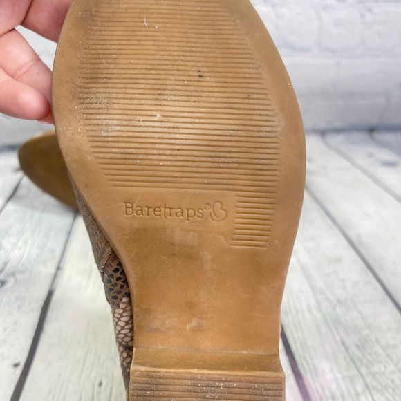 Baretraps Booties Women's Size 7.5 Brown Animal Print Snake Ankle Boots Shoes - Picture 11 of 14